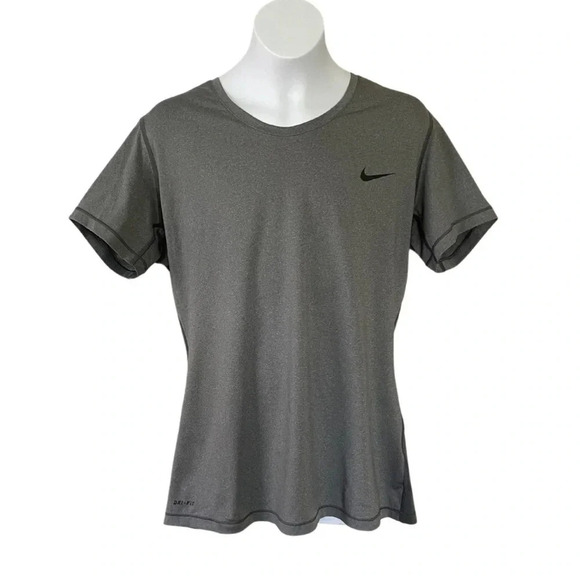 Nike Pro Dri Fit Women's Large Gray Perforated Back Active Shirt - Short Sleeves - Picture 8 of 8